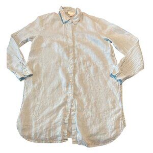 J. Jill Love Linen Button-Down‎ Shirt S Petite Light Blue